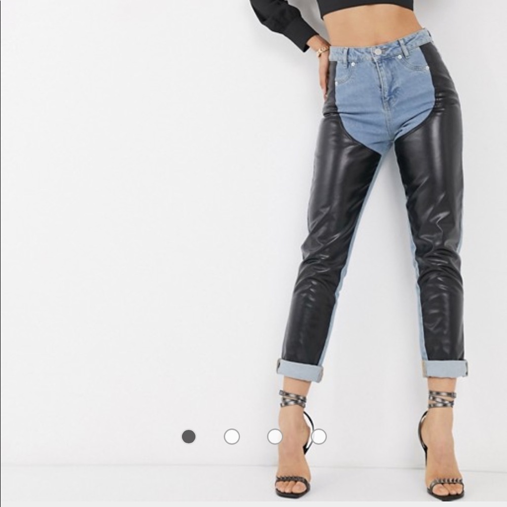 LOOKING FOR!! ASOS Mom Jeans w/ Faux Leather Chaps